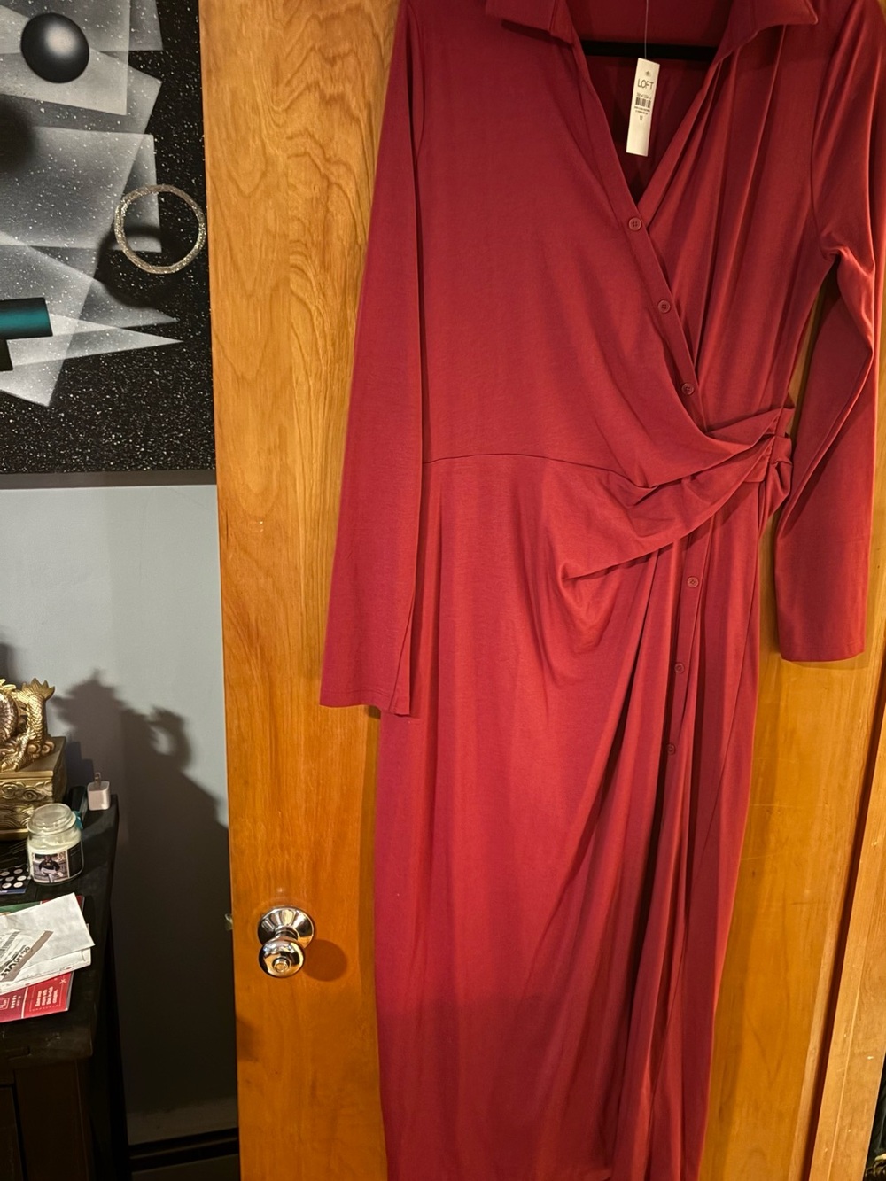 LOFT Wrap-Style Maxi Dress in Wine